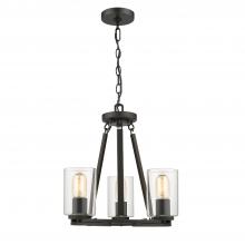  7041-3 BLK-CLR - 3 Light Chandelier (Convertible)